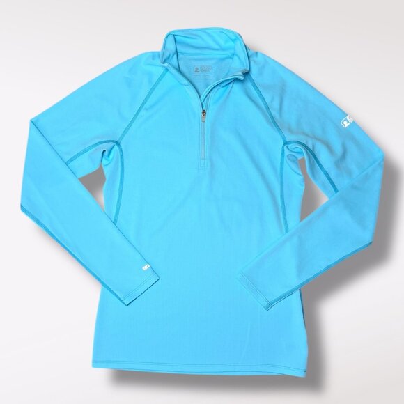 Eastern Mountain Sports Quarter Zip Pullover Aqua Blue Long Sleeve Top Small - Picture 9 of 9